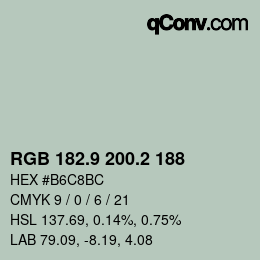 Color code: RGB 182.9 200.2 188 | qconv.com