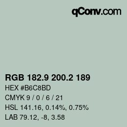 カラーコード: RGB 182.9 200.2 189 | qconv.com