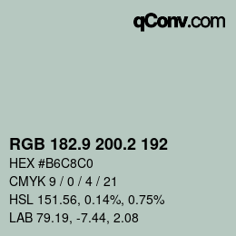 Color code: RGB 182.9 200.2 192 | qconv.com