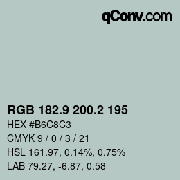 Color code: RGB 182.9 200.2 195 | qconv.com