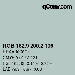 Color code: RGB 182.9 200.2 196 | qconv.com