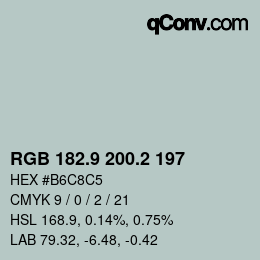 Farbcode: RGB 182.9 200.2 197 | qconv.com