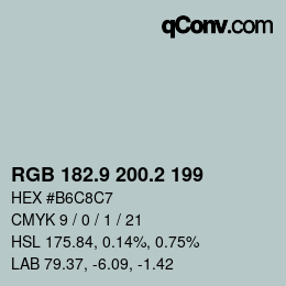 カラーコード: RGB 182.9 200.2 199 | qconv.com