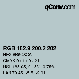 カラーコード: RGB 182.9 200.2 202 | qconv.com