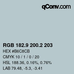 Color code: RGB 182.9 200.2 203 | qconv.com
