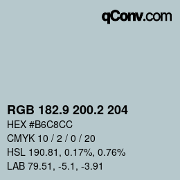 カラーコード: RGB 182.9 200.2 204 | qconv.com