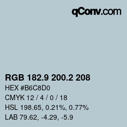 Farbcode: RGB 182.9 200.2 208 | qconv.com