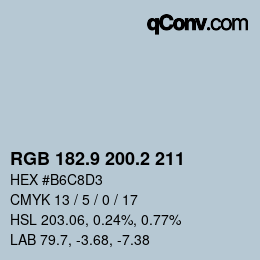 Farbcode: RGB 182.9 200.2 211 | qconv.com
