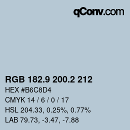 Color code: RGB 182.9 200.2 212 | qconv.com