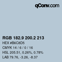 Color code: RGB 182.9 200.2 213 | qconv.com
