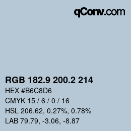 Color code: RGB 182.9 200.2 214 | qconv.com
