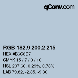 Color code: RGB 182.9 200.2 215 | qconv.com