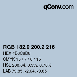 Color code: RGB 182.9 200.2 216 | qconv.com