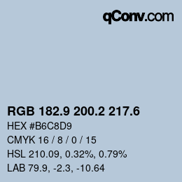カラーコード: RGB 182.9 200.2 217.6 | qconv.com