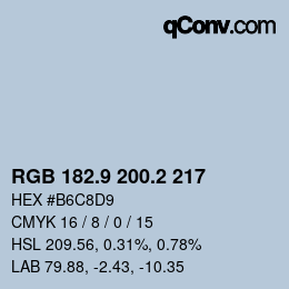 Color code: RGB 182.9 200.2 217 | qconv.com
