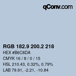 Farbcode: RGB 182.9 200.2 218 | qconv.com