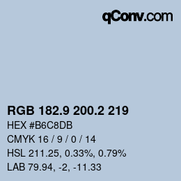 Color code: RGB 182.9 200.2 219 | qconv.com