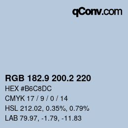 Color code: RGB 182.9 200.2 220 | qconv.com