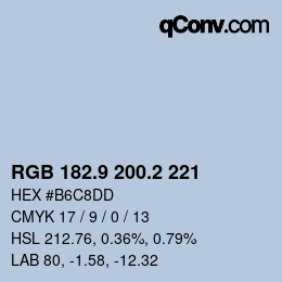 Color code: RGB 182.9 200.2 221 | qconv.com