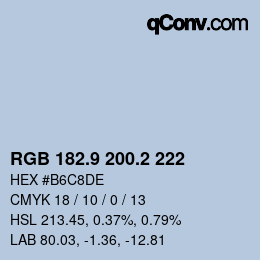 Farbcode: RGB 182.9 200.2 222 | qconv.com