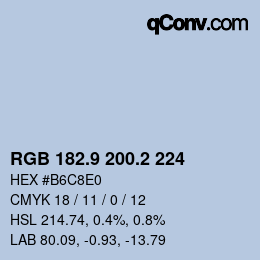 Color code: RGB 182.9 200.2 224 | qconv.com