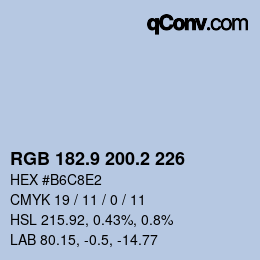 Color code: RGB 182.9 200.2 226 | qconv.com