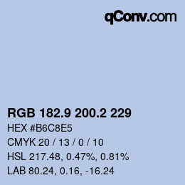 Color code: RGB 182.9 200.2 229 | qconv.com