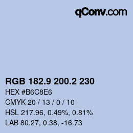 Color code: RGB 182.9 200.2 230 | qconv.com