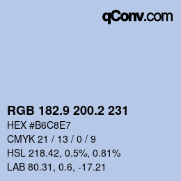 Color code: RGB 182.9 200.2 231 | qconv.com