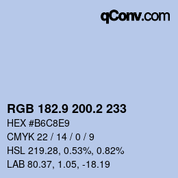 カラーコード: RGB 182.9 200.2 233 | qconv.com