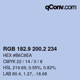 Color code: RGB 182.9 200.2 234 | qconv.com