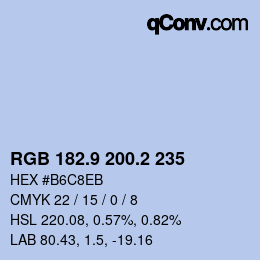 Farbcode: RGB 182.9 200.2 235 | qconv.com