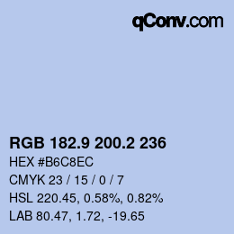 Color code: RGB 182.9 200.2 236 | qconv.com
