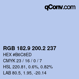 Farbcode: RGB 182.9 200.2 237 | qconv.com