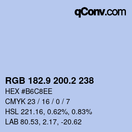カラーコード: RGB 182.9 200.2 238 | qconv.com