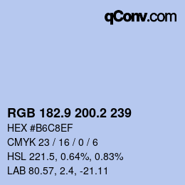 Farbcode: RGB 182.9 200.2 239 | qconv.com