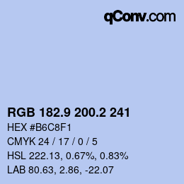 Color code: RGB 182.9 200.2 241 | qconv.com