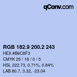カラーコード: RGB 182.9 200.2 243 | qconv.com