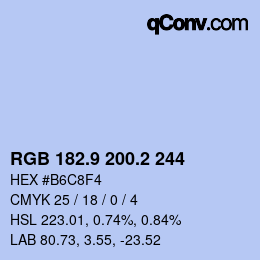 Color code: RGB 182.9 200.2 244 | qconv.com