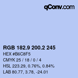 Color code: RGB 182.9 200.2 245 | qconv.com