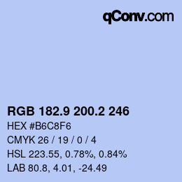 Color code: RGB 182.9 200.2 246 | qconv.com