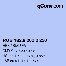 Farbcode: RGB 182.9 200.2 250 | qconv.com