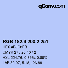 Farbcode: RGB 182.9 200.2 251 | qconv.com