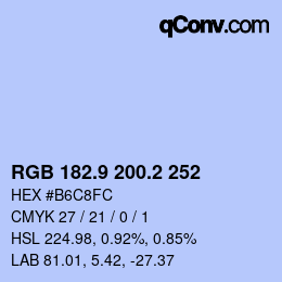 Color code: RGB 182.9 200.2 252 | qconv.com