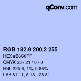 Color code: RGB 182.9 200.2 255 | qconv.com