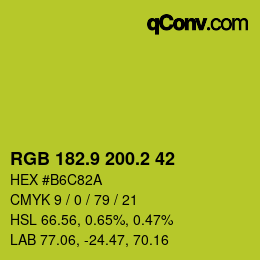 カラーコード: RGB 182.9 200.2 42 | qconv.com
