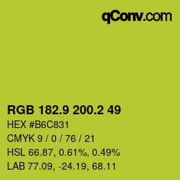 カラーコード: RGB 182.9 200.2 49 | qconv.com