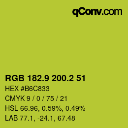 カラーコード: RGB 182.9 200.2 51 | qconv.com