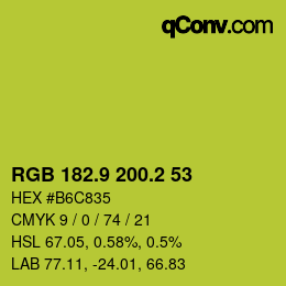 カラーコード: RGB 182.9 200.2 53 | qconv.com