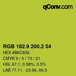 カラーコード: RGB 182.9 200.2 54 | qconv.com